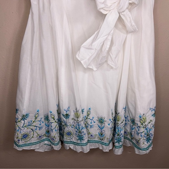 SIZE 5 JOE BENBASSET WHITE FLORAL EMBROIDERED SKIRT TIE ACCENT COTTON LINED BOHO - Picture 6 of 10
